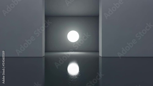 Empty gray room with a bright circle