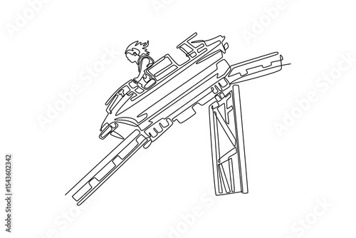 holiday on the rides concept. Single line draw design. Vector graphic illustration