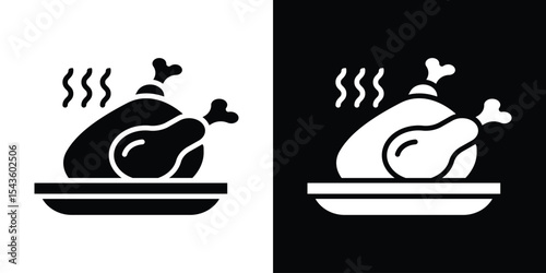 Baked turkey icon collection. line stroke icon. EPS 10