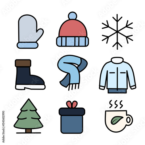 Winter Series Set Icon Vector