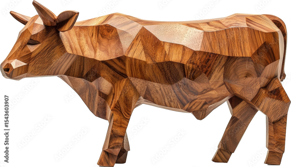 Obraz premium cow wooden sculpture statue 