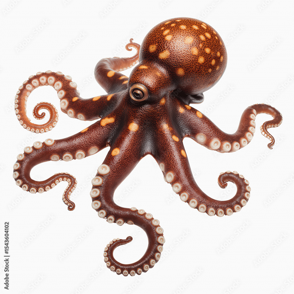 Obraz premium Oceanic marvel: Discover the captivating beauty of a solitary octopus, its form a striking contrast against the depths, inviting you to explore the mystique of the deep sea.