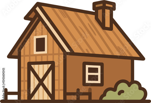 Rustic Wooden Barn Illustration – Vintage Farmhouse and Rural Scene