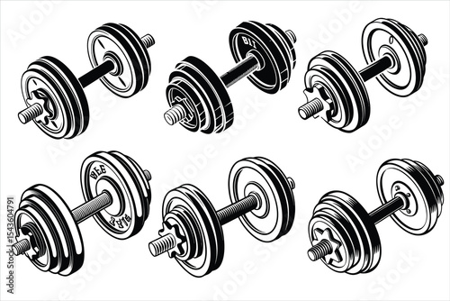 dumbbell silhouette on white background