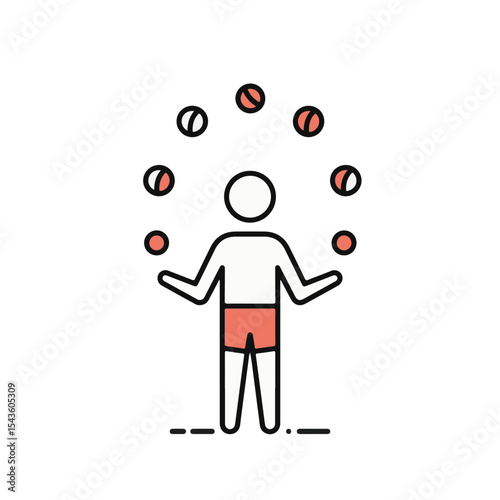 A person skillfully juggling multiple balls in a playful display.