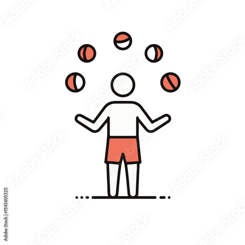 A person juggles with many balls, a symbol of entertainment.