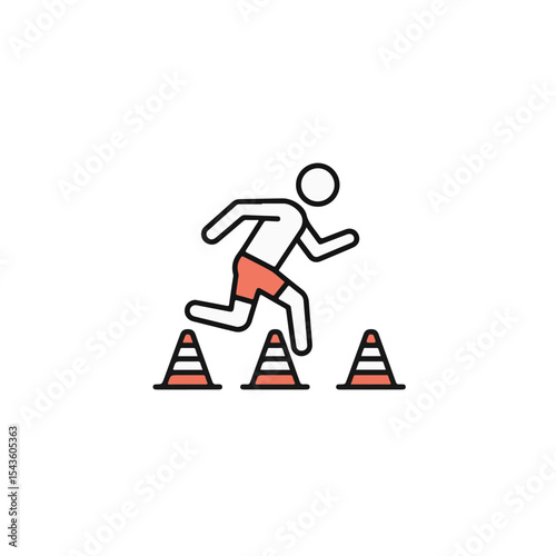 Iconic depiction of a person skillfully maneuvering over cones.
