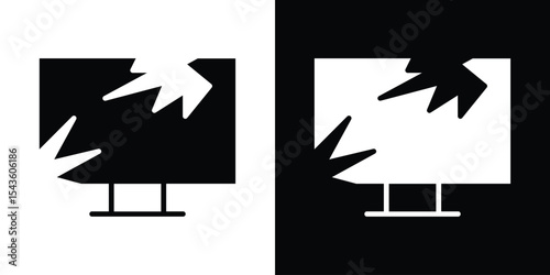 Broken tv screen icon collection. line stroke icon. EPS 10