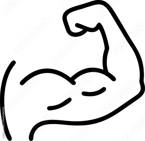 muscle vector outline icon on white or transparent background
