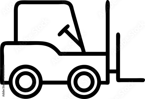 forklift truck vector outline icon on white or transparent background