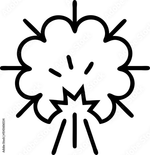 explosion vector outline icon on white or transparent background