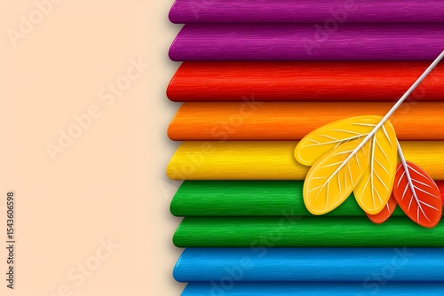 Autumn Leaves on Rainbow Fabric Swatches