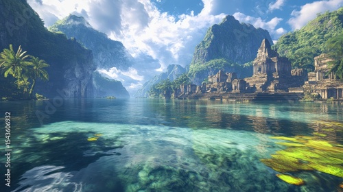 Serene river valley landscape