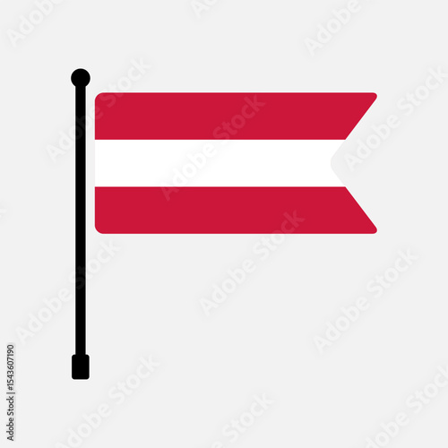 Flag of Austria. Austria flag vector illustration icon design. Flagpole flag icon.