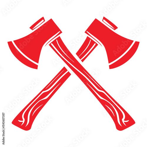 Two Red Axes Crossed Graphic Design Element Isolated on White Background Lumberjack Symbol