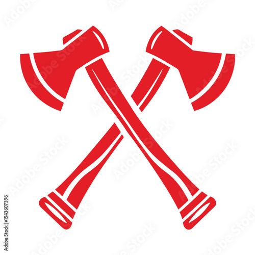 Two Red Axes Crossed Design Element Isolated on White Background Simple Graphic Icon