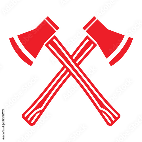 Two Red Axes Crossed Graphic Design Element Isolated on White Background Simple Flat Icon