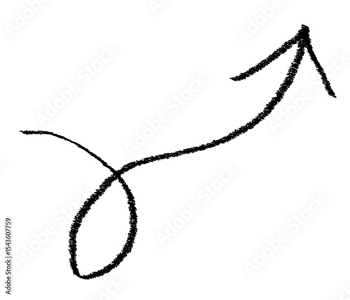 Doodle grunge arrow vector icon. Design twist zigzag line, emphasis grunge arrow curve.