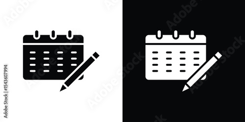Calendar pen icon collection. line stroke icon. EPS 10
