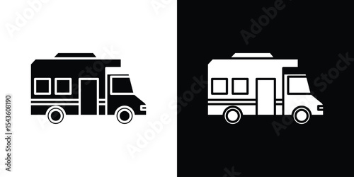 Campervan icon collection. line stroke icon. EPS 10
