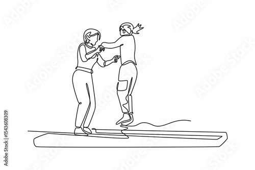 holiday on the rides concept. Single line draw design. Vector graphic illustration