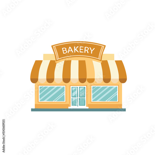 Charming yellow bakery shop building illustration