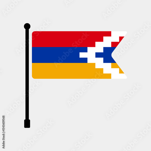 Flag of Artsakh. Artsakh flag vector illustration icon design. Flagpole flag icon.