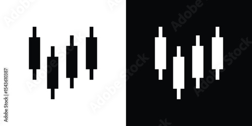 Chart candlestick icon collection. line stroke icon. EPS 10
