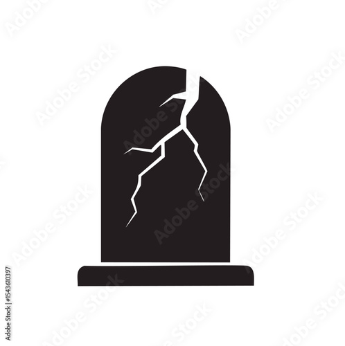 Cracked tombstone halloween spooky grave icon