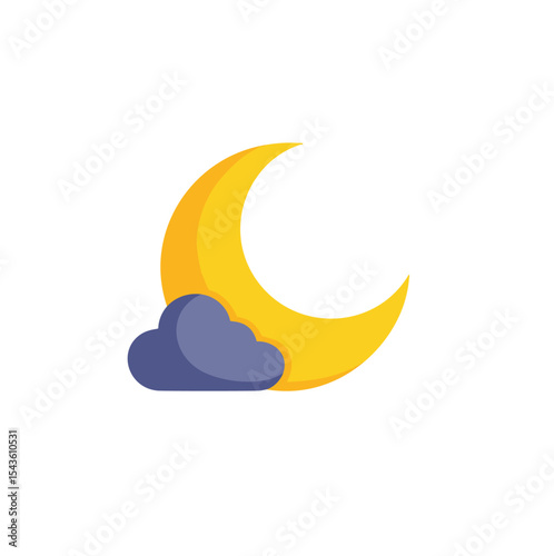 Crescent moon night sky cloud icon design