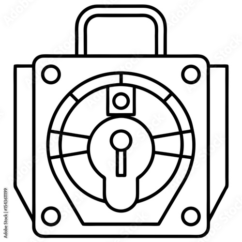 Control Panel with Safety Lock – Outline Vector Illustration