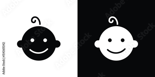 Child face icon collection. line stroke icon. EPS 10