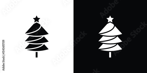 Christmas tree icon collection. line stroke icon. EPS 10