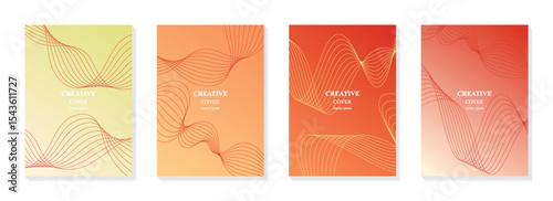 Minimalist wave line design with gradient for cover, poster, and other. A4 size background template