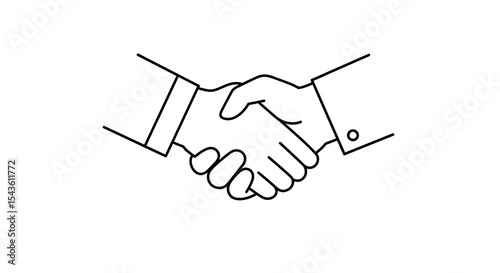 Simple black and white handshake symbolizing agreement and partnership vector illustration