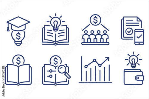 Line Style Icons Set of Smart Personal Finance Essentials

