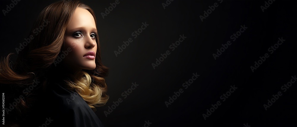 Naklejka premium Woman with styled hair and makeup