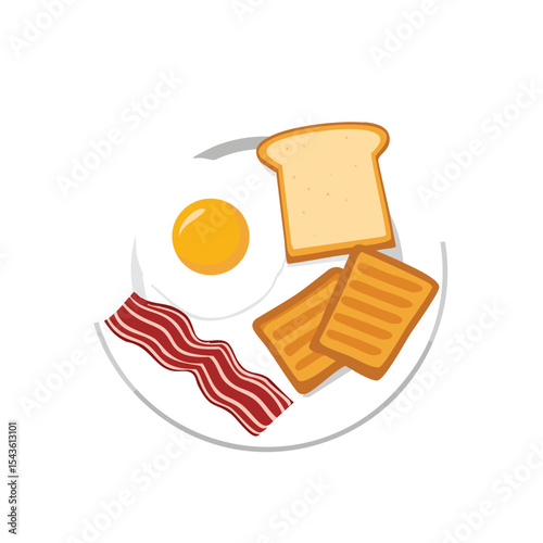 Delicious breakfast plate fried egg bacon toast