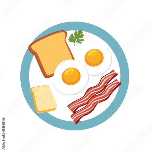 Delicious breakfast plate toast eggs bacon