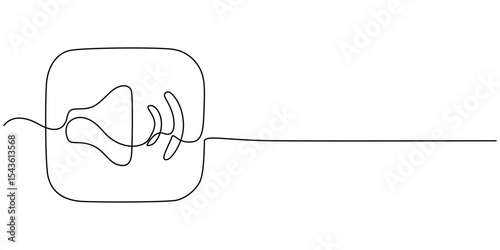 Continuous one line art drawing of speaker Sound volume linear icon, Sound volume speaker continuous one line drawing, Continuous one line drawing of horn speaker signs and symbol for announcement