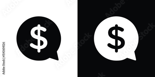 Comment dollar icon collection. line stroke icon. EPS 10