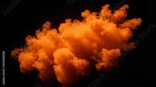 Orange Smoke on Black: A vivid, dynamic cloud of orange smoke billows dramatically against a deep black background, creating a captivating visual spectacle and a sense of mystery.
