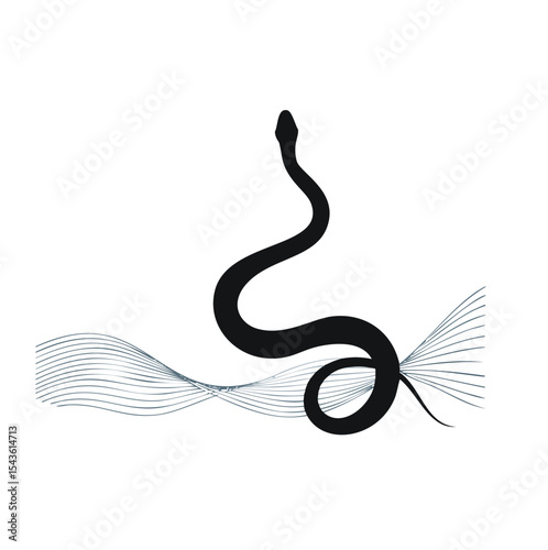 Elegant black snake silhouette abstract design