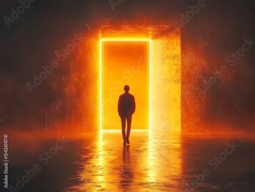 Wallpaper Mural Silhouette of a person walking on a narrow path toward Torontodigital.ca