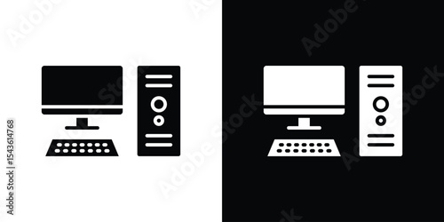 Computer icon collection. line stroke icon. EPS 10