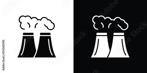 Cooling tower icon collection. line stroke icon. EPS 10