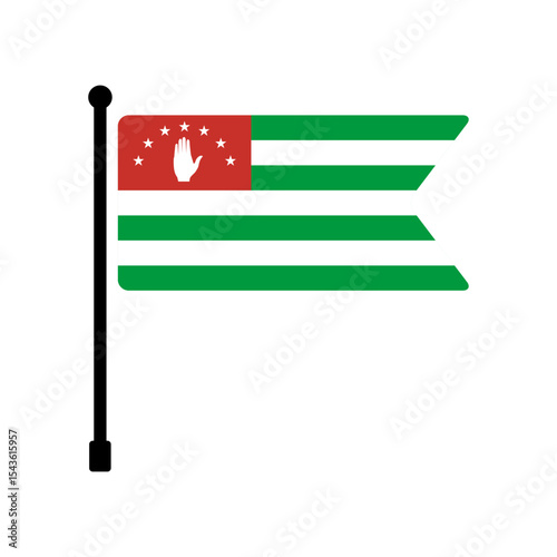 Flag of Abkhazia. Abkhazia flag vector illustration icon design. Flagpole flag icon.