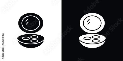 Cosmetic powder with mirror icon collection. line stroke icon. EPS 10