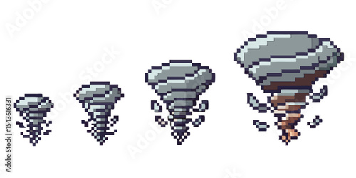 Pixel Art Tornado Sprite Sheet – Spinning Storm Animation in 8-bit 16-bit 32-bit Style