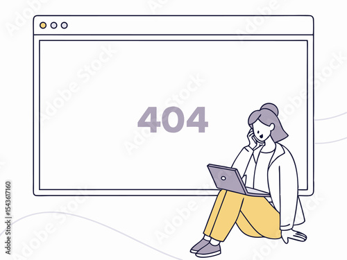Elegant business slide template with simple 404 error design and clean white background